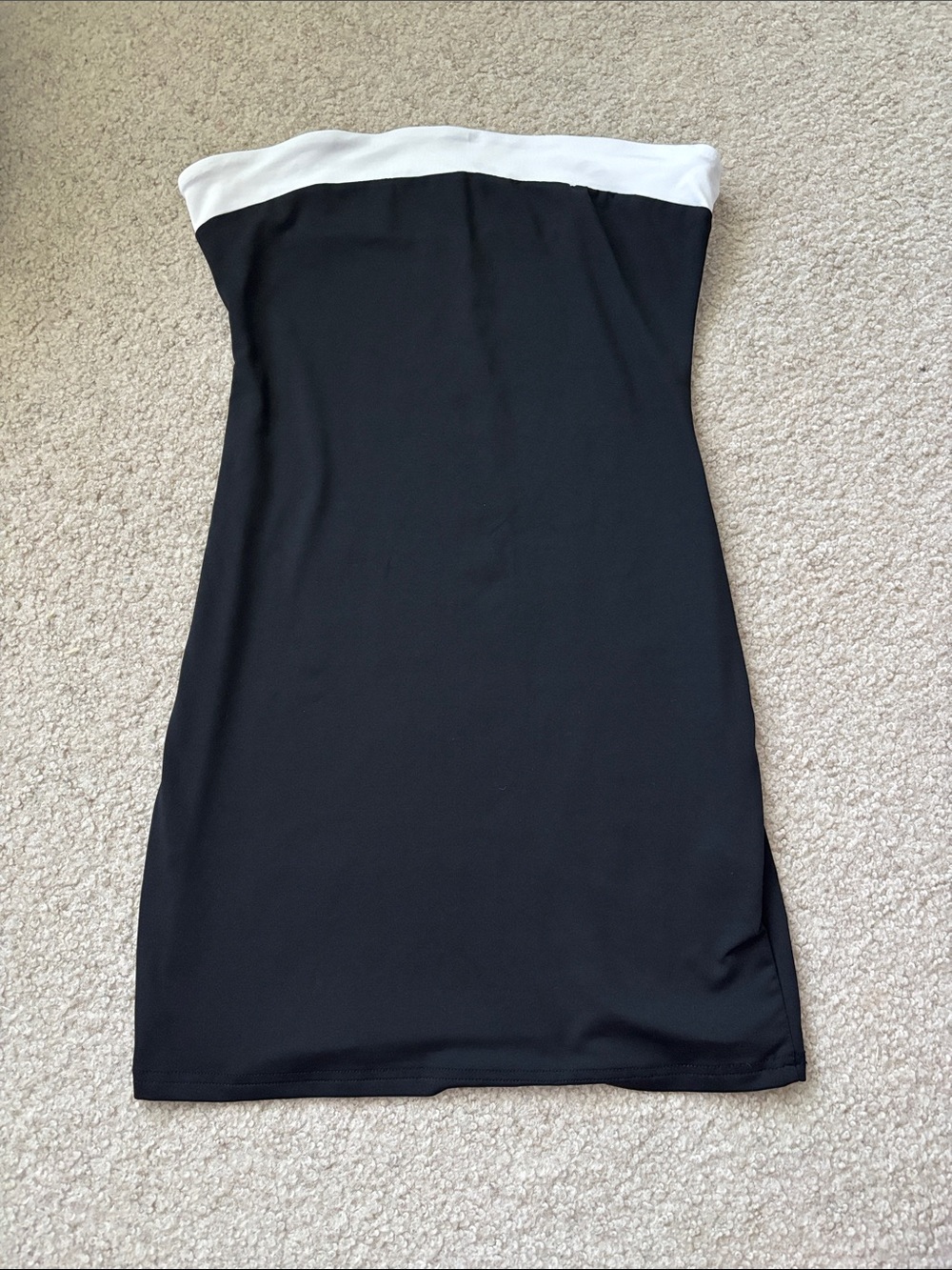 Strapless Two-Tone Black and White Bodycon Dress